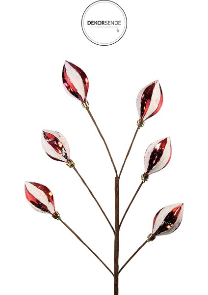 Yılbaşı Süsü Konik Dal Kırmızı Beyaz 60 cm fiyatları