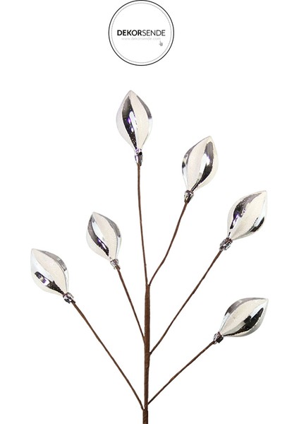 Yılbaşı Süsü Konik Dal Gümüş Beyaz 65 cm fiyatları