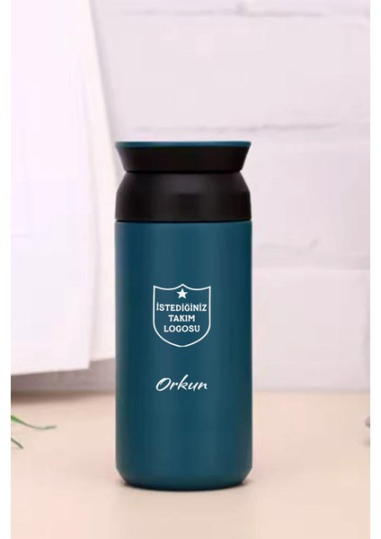 Kişiye Özel 500 ml Paslanmaz Çelik Takım Baskılı Termos 8 Saat Isı Koruma Kahve ve Çay Termosu