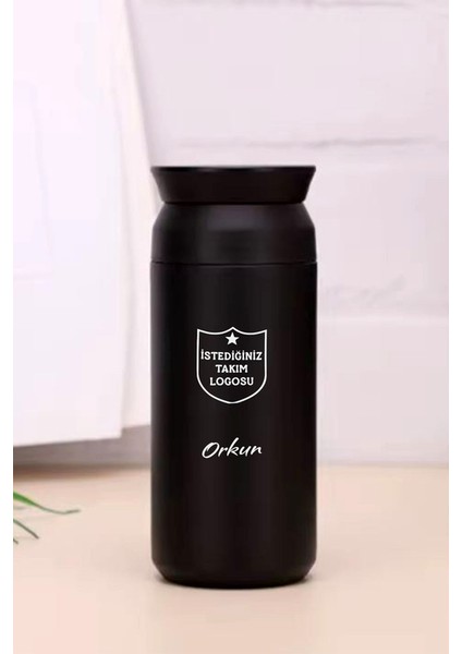 Kişiye Özel 500 ml Paslanmaz Çelik Takım Baskılı Termos 8 Saat Isı Koruma Kahve ve Çay Termosu
