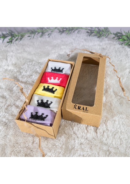 Kız Bebek Çorap Seti 5 Çift – Taç Desenli – Kutulu – Patik Boy – Pamuk fiyatları