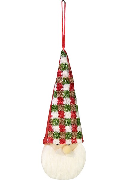 Yılbaşı Süsü Kareli Şapkalı Asma Süs Kırmızı Beyaz 60 cm