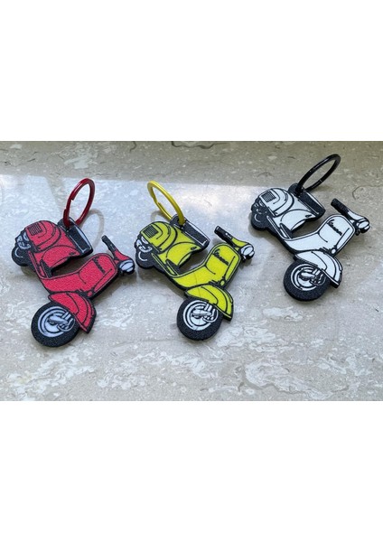 Vespa Motor Renkli 3 Lü Sevimli Figür Karakter Anahtarlık