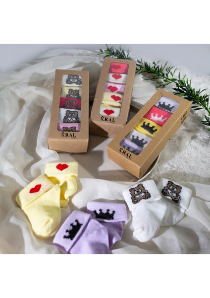 Kız Bebek Çorap Seti 15 Çift – Karışık Desenli – Kutulu – Pamuk – Patik Boy