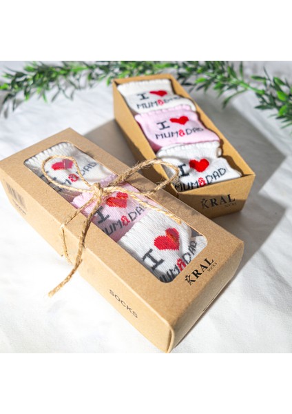 6 Çift Kız Bebek Çorap Kutulu Patik Boy – I Love Mum Dad Desenli, Pamuklu fırsatları