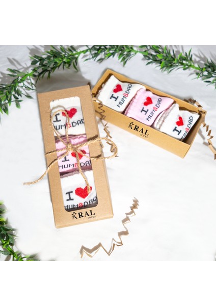 6 Çift Kız Bebek Çorap Kutulu Patik Boy – I Love Mum Dad Desenli, Pamuklu indirimleri