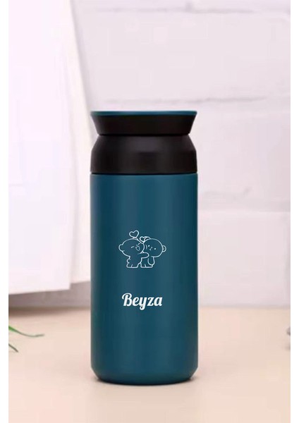 Kişiye Özel 500 ml Paslanmaz Çelik Ayıcık Baskılı Termos 8 Saat Isı Koruma Kahve ve Çay Termosu