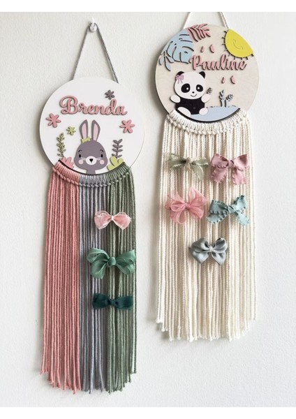 Kız Çocuk Ip Süslemeli Isme Özel Toka Standı Bebek Çocuk Oda Duvar Dekorasyonu
