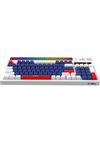 Spectrum K1 Fonksiyonel Çift LCD Ekran & Çift Rgb - Ses Kontrolcülü Membran 94 Tuşlu Spectrum Rgb Modlu Gaming Klavye Mavi-Kırmızı