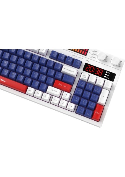 Spectrum K1 Fonksiyonel Çift LCD Ekran & Çift Rgb - Ses Kontrolcülü Membran 94 Tuşlu Spectrum Rgb Modlu Gaming Klavye Mavi-Kırmızı modelleri