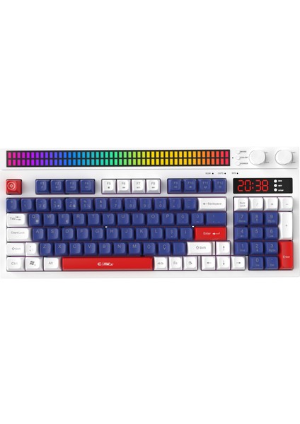 Spectrum K1 Fonksiyonel Çift LCD Ekran & Çift Rgb - Ses Kontrolcülü Membran 94 Tuşlu Spectrum Rgb Modlu Gaming Klavye Mavi-Kırmızı