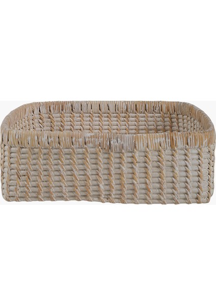 Bambu 2'li El Dokuma Eskitme Beyaz Kare Kutu Set