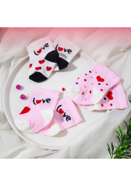 Kız Bebek Çorap Seti 6 Çift – Kalpli Desen – Kutulu – Pamuk – Patik Boy indirimleri