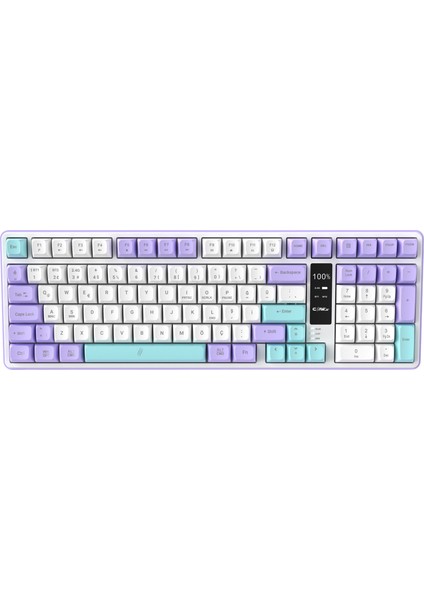 Luma Air Kablosuz 3 Modlu LCD Ekran - Chromatic Rgb Modlu - Ultra Tepkime & Konfor 100 Tuş Membran Gaming & Ofis Klavyesi (2.4g + Bt1 + Bt2 + Type-C)