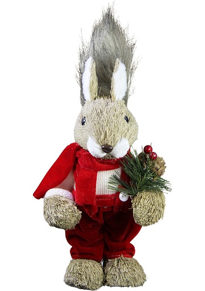 Yılbaşı Elbiseli Biblo Sincap Kırmızı 30 cm