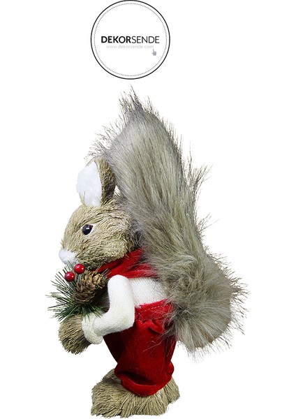 Yılbaşı Elbiseli Biblo Sincap Kırmızı 30 cm fiyatları