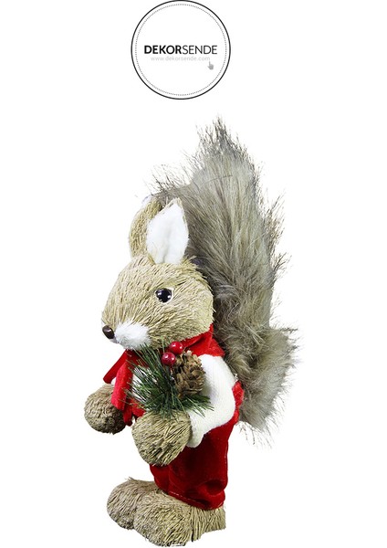 Yılbaşı Elbiseli Biblo Sincap Kırmızı 30 cm modelleri