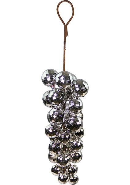 Yılbaşı Süsü Disko Toplu Üzüm Sarkıt Gümüş 45 cm
