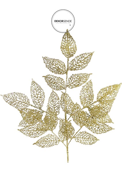 Yılbaşı Süsü Simli Dantel Yaprak Dal Altın 60 cm fiyatları