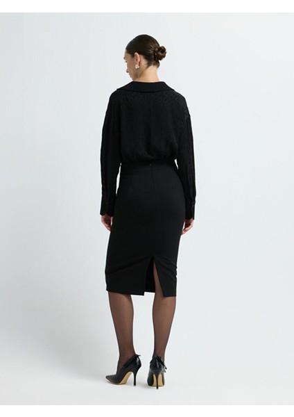 Arkadan Fermuarlı Kalem Etek Siyah 12709135116