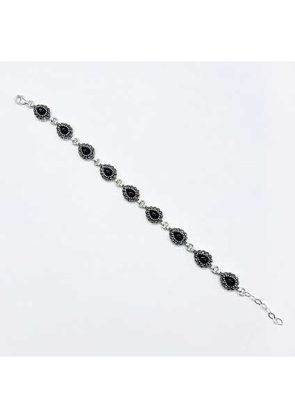 Oltu Taşı Damla Model 925 Ayar Gümüş Bileklik fiyatları