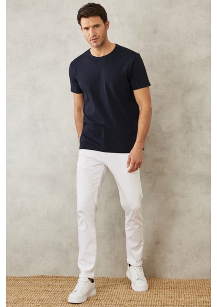 ALTINYILDIZ CLASSICS Erkek Lacivert 360 Derece Her Yöne Esneyen Slim Fit Dar Kesim Bisiklet Yaka Tişört