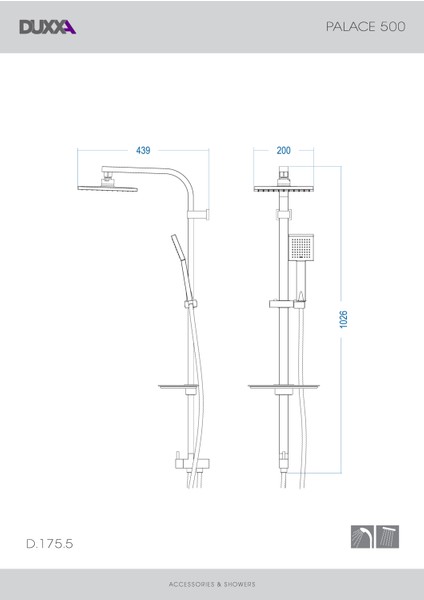 Palace 500 Tepe Duş Seti SS304 Krom D.175.5 fiyatları