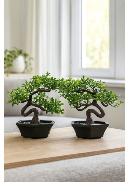 2 Adet Saksılı Mini Yapay Ağaç (13 Cm)