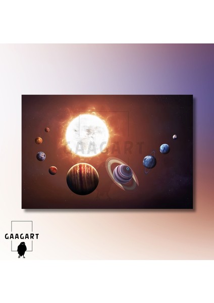 Tekli Yatay Kanvas Duvar Tablosu Uzay Ay ve Gezegenler modelleri