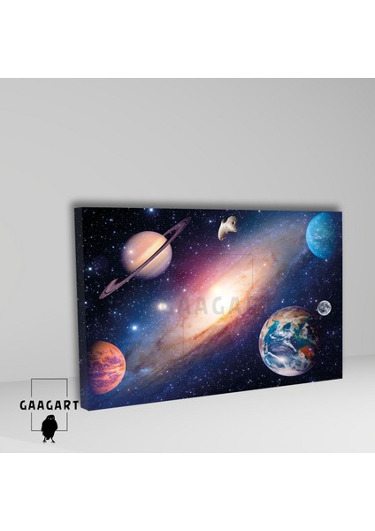 Tekli Yatay Kanvas Duvar Tablosu Uzay Boşluğu Gezegenler fiyatları