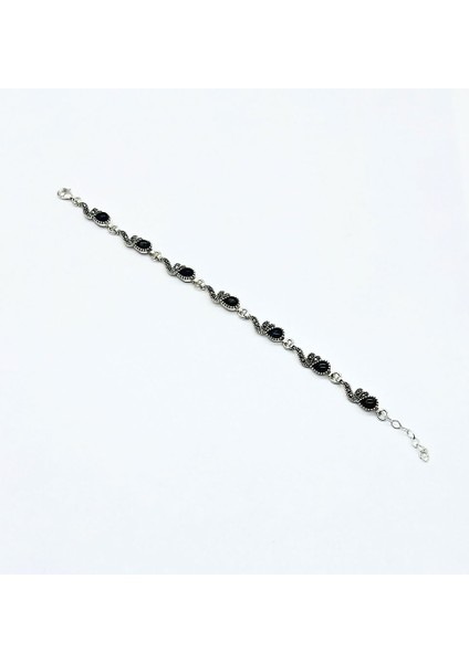 Damla Model Oltu Taşı Işçilikli 925 Ayar Gümüş Bileklik fiyatları