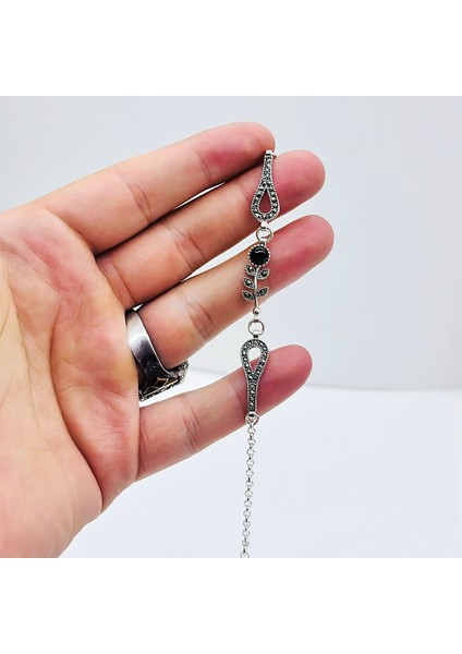 Gül Model Oltu Taşı Işçilikli 925 Ayar Gümüş Bileklik modelleri