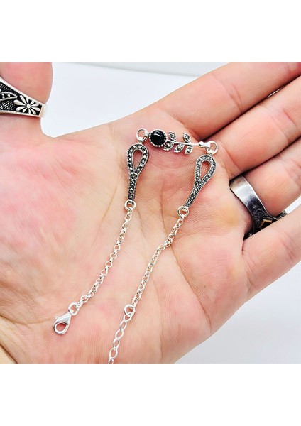 Gül Model Oltu Taşı Işçilikli 925 Ayar Gümüş Bileklik fırsatları