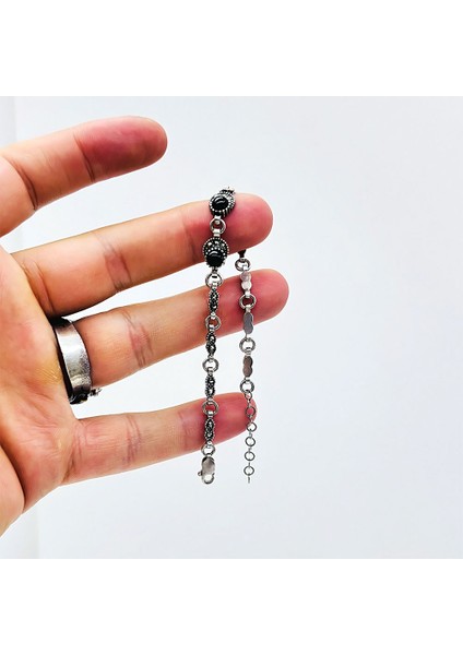 Zirkon ve Oltu Taşı Işçilikli 925 Ayar Gümüş Bileklik modelleri