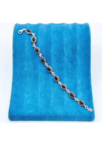 Oltu Taşı Tasarım Işçilikli 925 Ayar Gümüş Bileklik