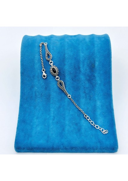 Oltu Taşı Işçilikli 925 Ayar Gümüş Bileklik