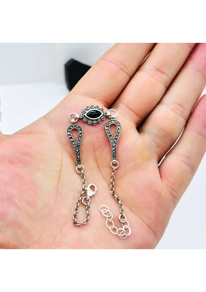 Oltu Taşı Işçilikli 925 Ayar Gümüş Bileklik fırsatları