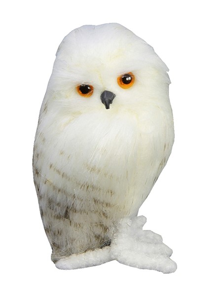 Yapay Tüylü Baykuş Beyaz 10 cm