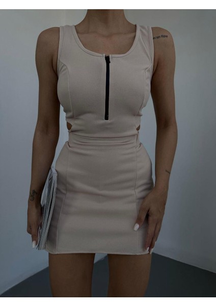 Şortlu Mini Elbise 1096 - Bej