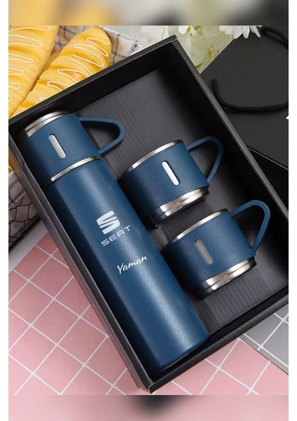 Kişiye Özel 3 Bardaklı 500ML Çelik Araç Baskılı Termos–12 Saat Isı Koruma, Sızdırmaz ve Taşınabilir fiyatları