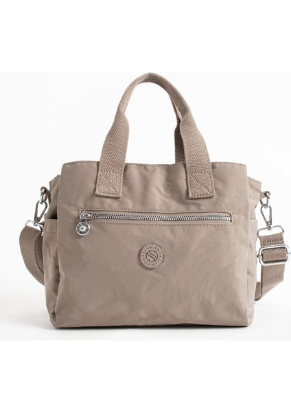 Kadın Suya Dayanıklı 5 Bölmeli Saten Kumaş El ve Omuz Çantası