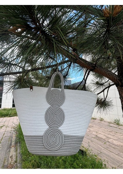 Vanillia Büyük El Yapımı Jüt Plaj Çantası