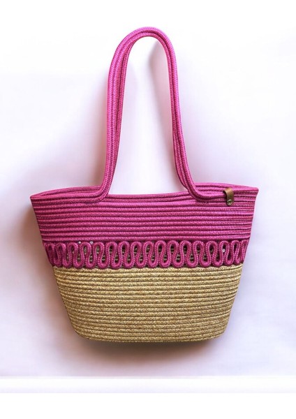 Hasır Jüt Kadın Omuz Çantası, %100 El Yapımı, Pamuk, Vegan, Jüt Hasır Plaj Çantası fırsatları