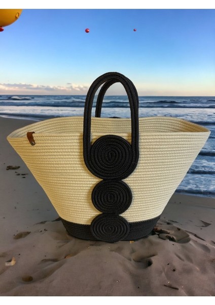 Vanillia Büyük El Yapımı Jüt Plaj Çantası