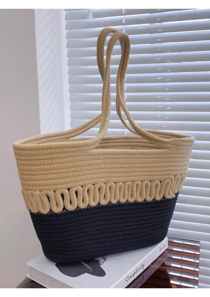 Hasır Jüt Kadın Omuz Çantası, %100 El Yapımı, Pamuk, Vegan, Jüt Hasır Plaj Çantası fırsatları