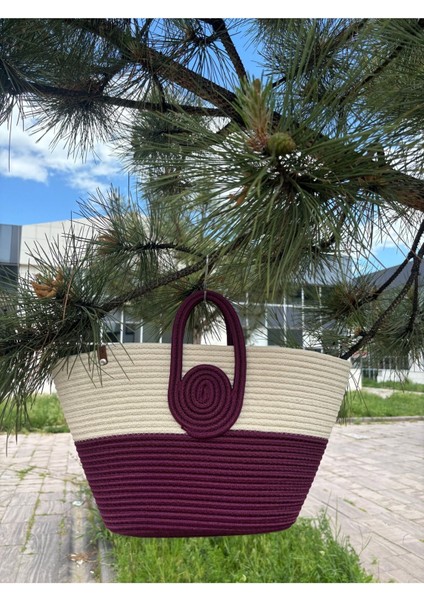 Mini Vanilli El Yapımı Hasır Görünümlü Jüt Plaj Çantası