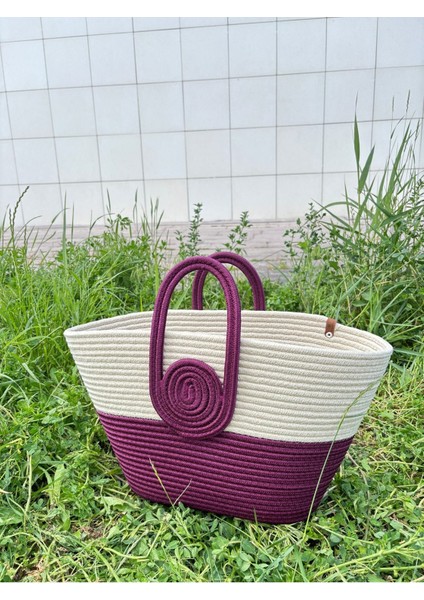 Mini Vanilli El Yapımı Hasır Görünümlü Jüt Plaj Çantası modelleri