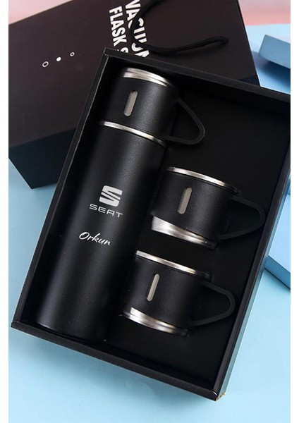 Kişiye Özel 3 Bardaklı 500ML Çelik Araç Baskılı Termos–12 Saat Isı Koruma, Sızdırmaz ve Taşınabilir fiyatları