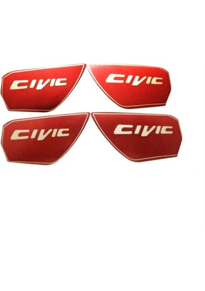 Honda - Civic Fc5 2016-2020 Uyumlu Iç Kapi Kolu Kaplama Kirmizi
