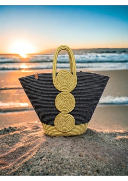 Vanillia Büyük El Yapımı Jüt Plaj Çantası